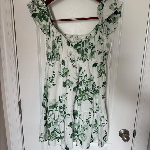 Abercrombie & Fitch Green and White Ruffled Mini Dress - Picture 1 of 3